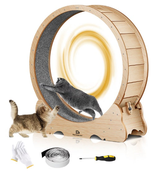 Cat Exercise Wheel Treadmill – Carpeted Indoor Running Toy for Active Cats
