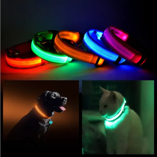 LED Pet Safety Collar – Adjustable Halo Light-Up Collar for Dogs & Cats