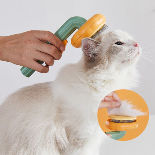 Pumpkin Self‑Cleaning Slicker Brush – Ergonomic Grooming for Cats & Dogs