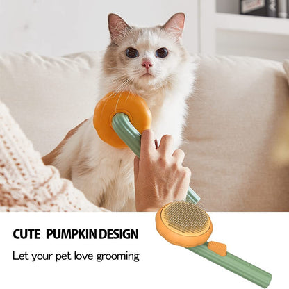 Pumpkin Self‑Cleaning Slicker Brush – Ergonomic Grooming for Cats & Dogs
