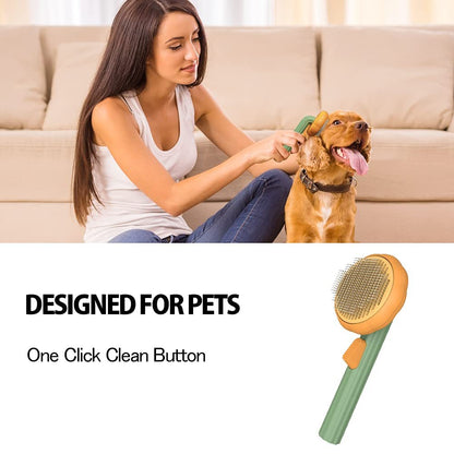 Pumpkin Self‑Cleaning Slicker Brush – Ergonomic Grooming for Cats & Dogs