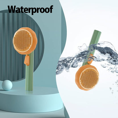 Pumpkin Self‑Cleaning Slicker Brush – Ergonomic Grooming for Cats & Dogs