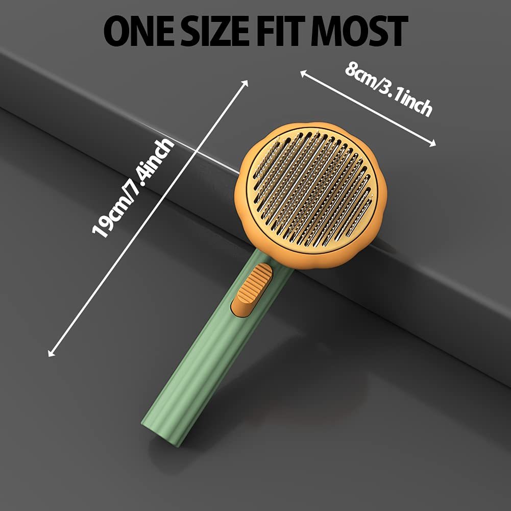 Pumpkin Self‑Cleaning Slicker Brush – Ergonomic Grooming for Cats & Dogs