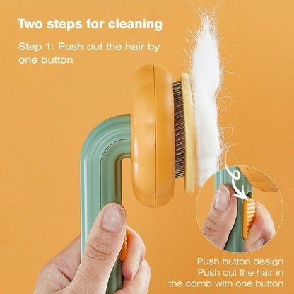 Pumpkin Self‑Cleaning Slicker Brush – Ergonomic Grooming for Cats & Dogs