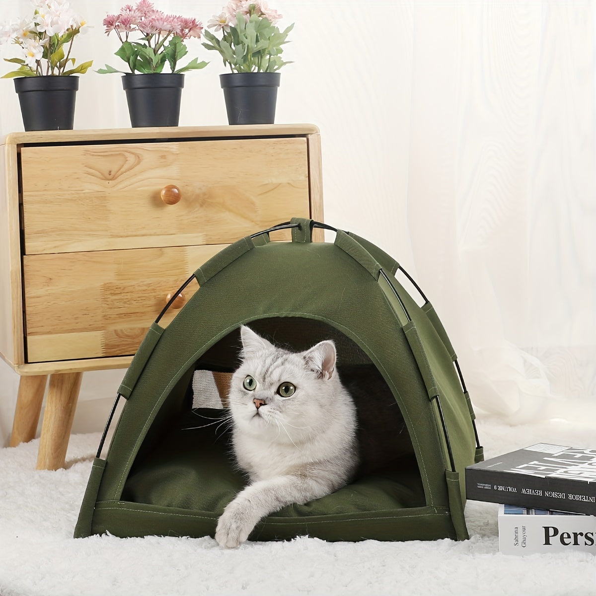 Cat Tent Bed with Soft Mat – Portable Cozy Cave for Cats & Small Dogs