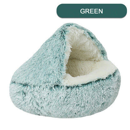 Luxury Plush Round Cat Bed – Hooded Donut Cave for Cats & Small Dogs