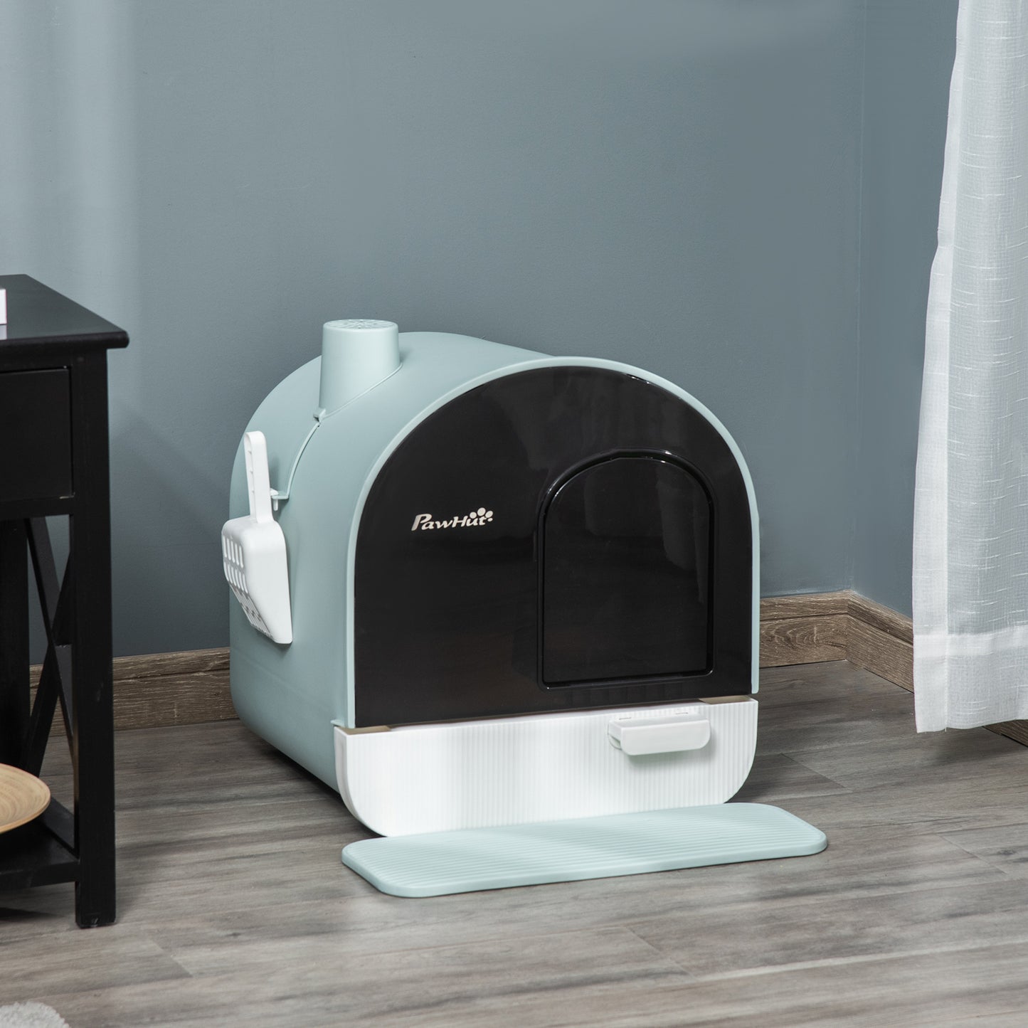 Covered Cat Litter Box with Tray & Scoop – Enclosed Odor Control Toilet for Indoor Cats