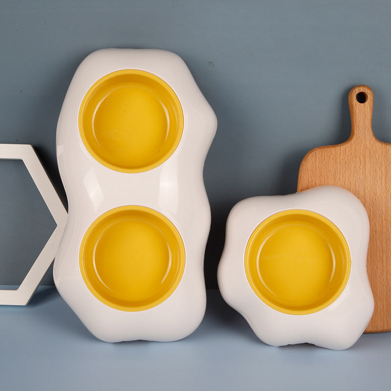 Cute Egg-Shaped Pet Bowl – Single & Double Food and Water Feeder