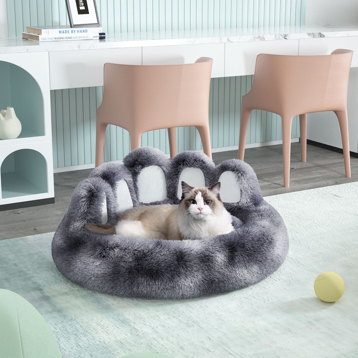 Bear Paw Plush Pet Bed – Cozy, Cute & Washable for Dogs & Cats