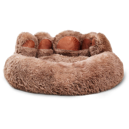 Bear Paw Plush Pet Bed – Cozy, Cute & Washable for Dogs & Cats