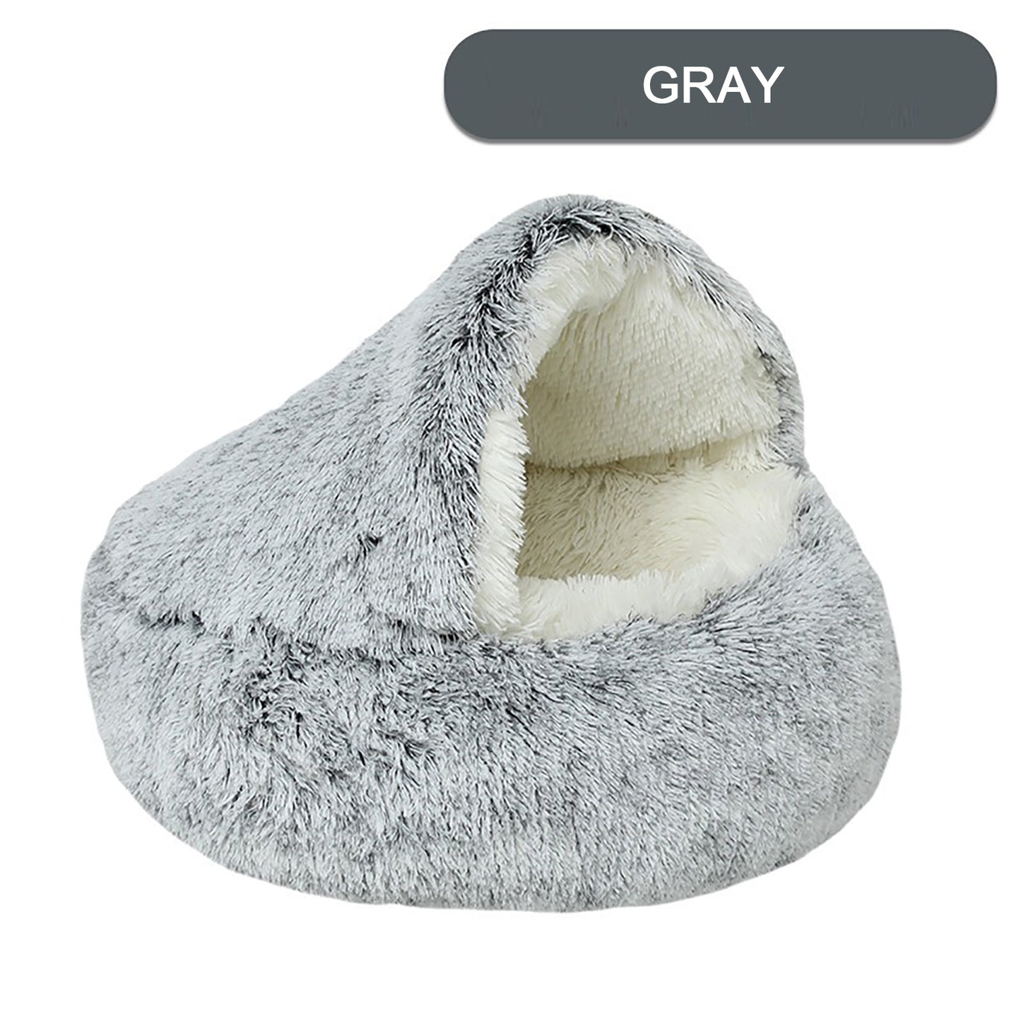 Luxury Plush Round Cat Bed – Hooded Donut Cave for Cats & Small Dogs