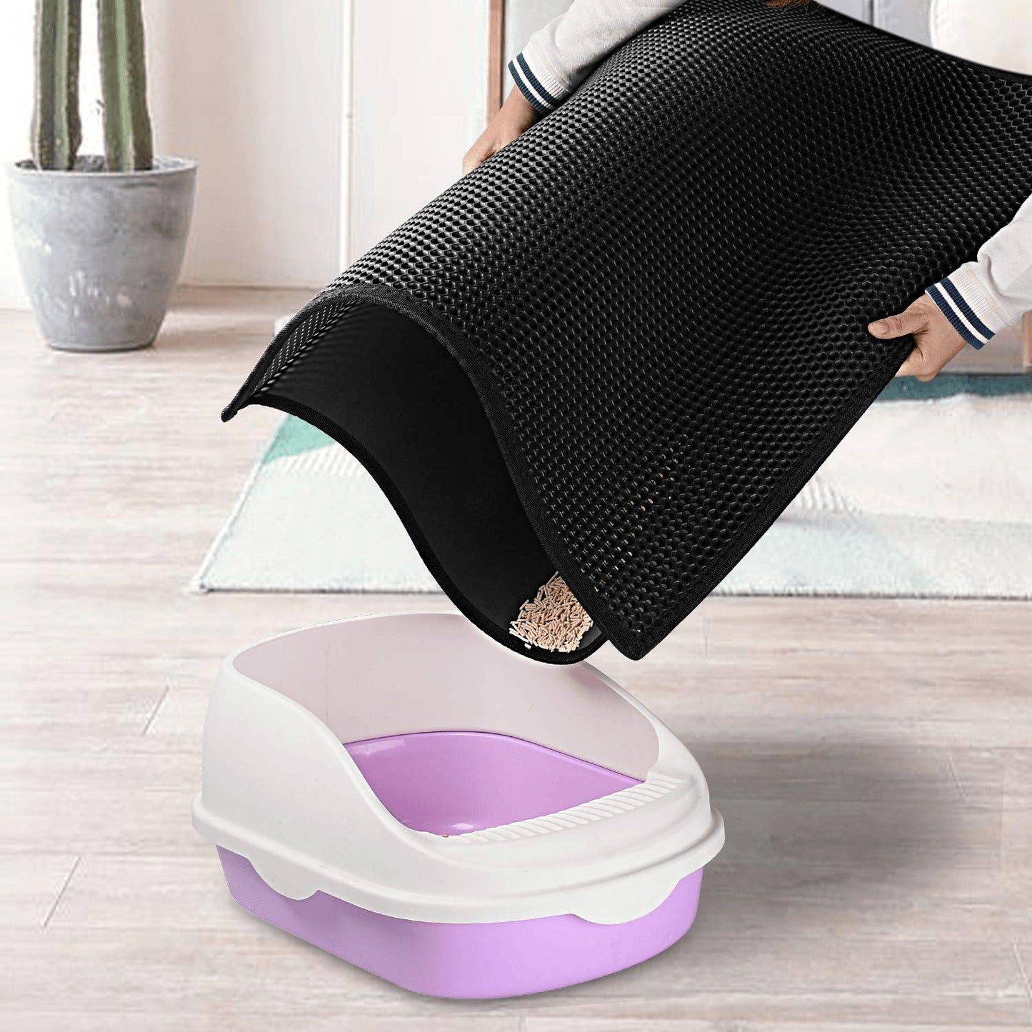 Honeycomb Waterproof Pet Litter Mat – Double Layer, Non-Slip & Washable