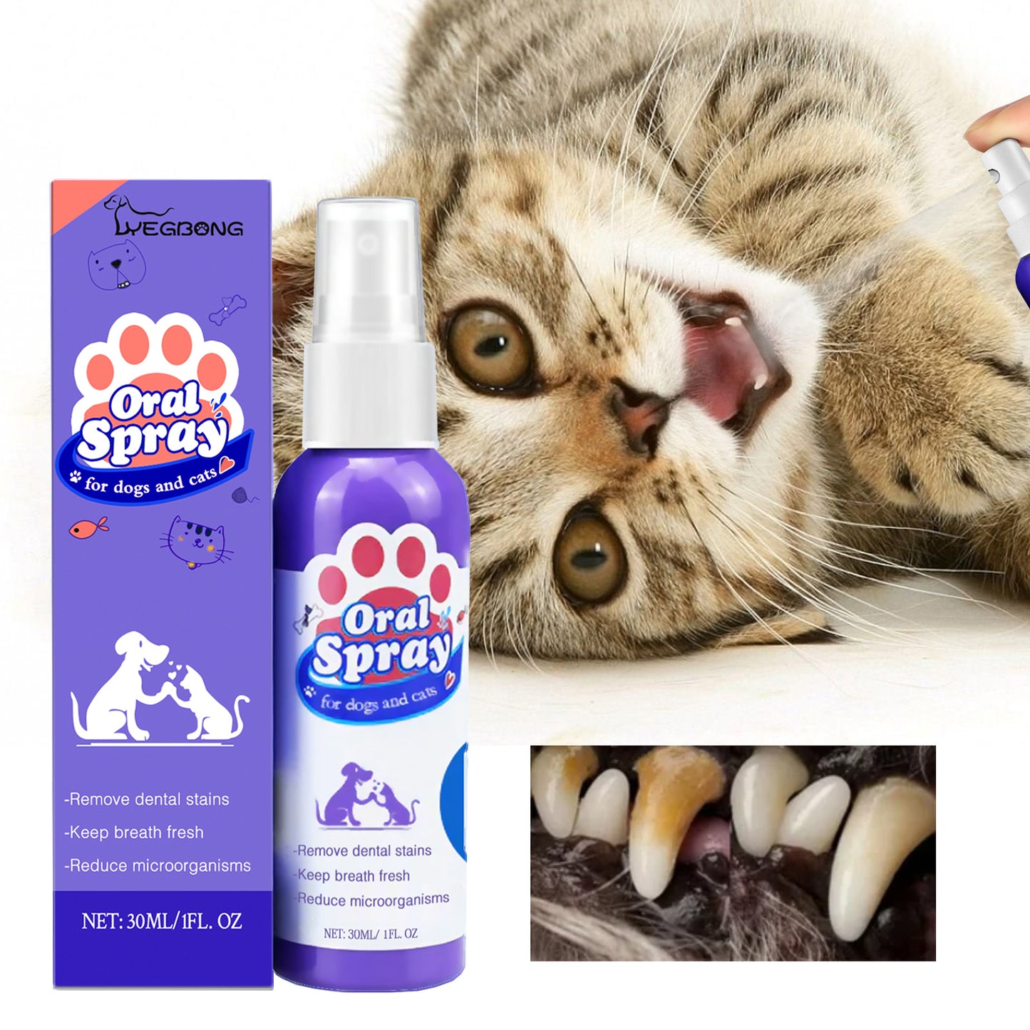 Pet Teeth Cleaning Spray for Cats & Dogs – Fresh Breath Oral Care