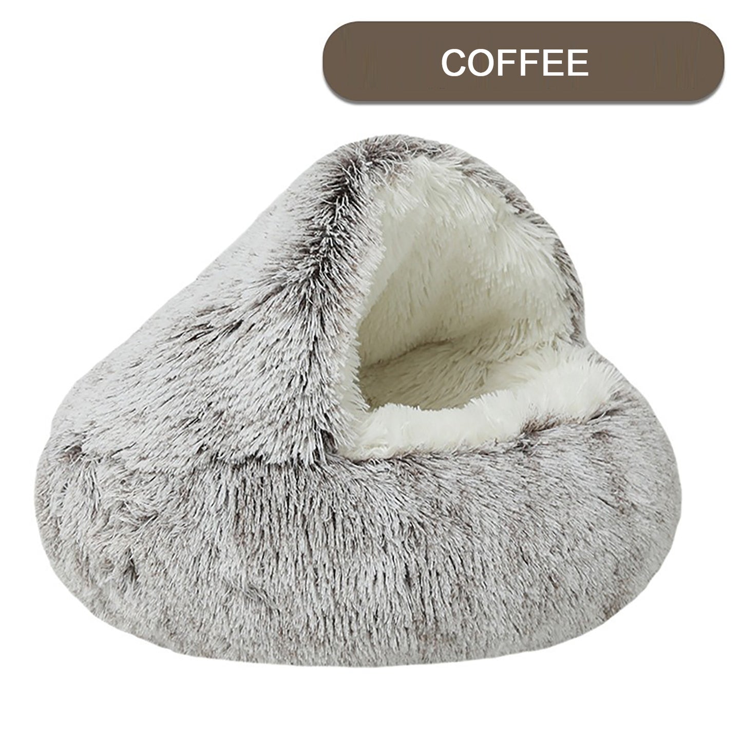 Luxury Plush Round Cat Bed – Hooded Donut Cave for Cats & Small Dogs