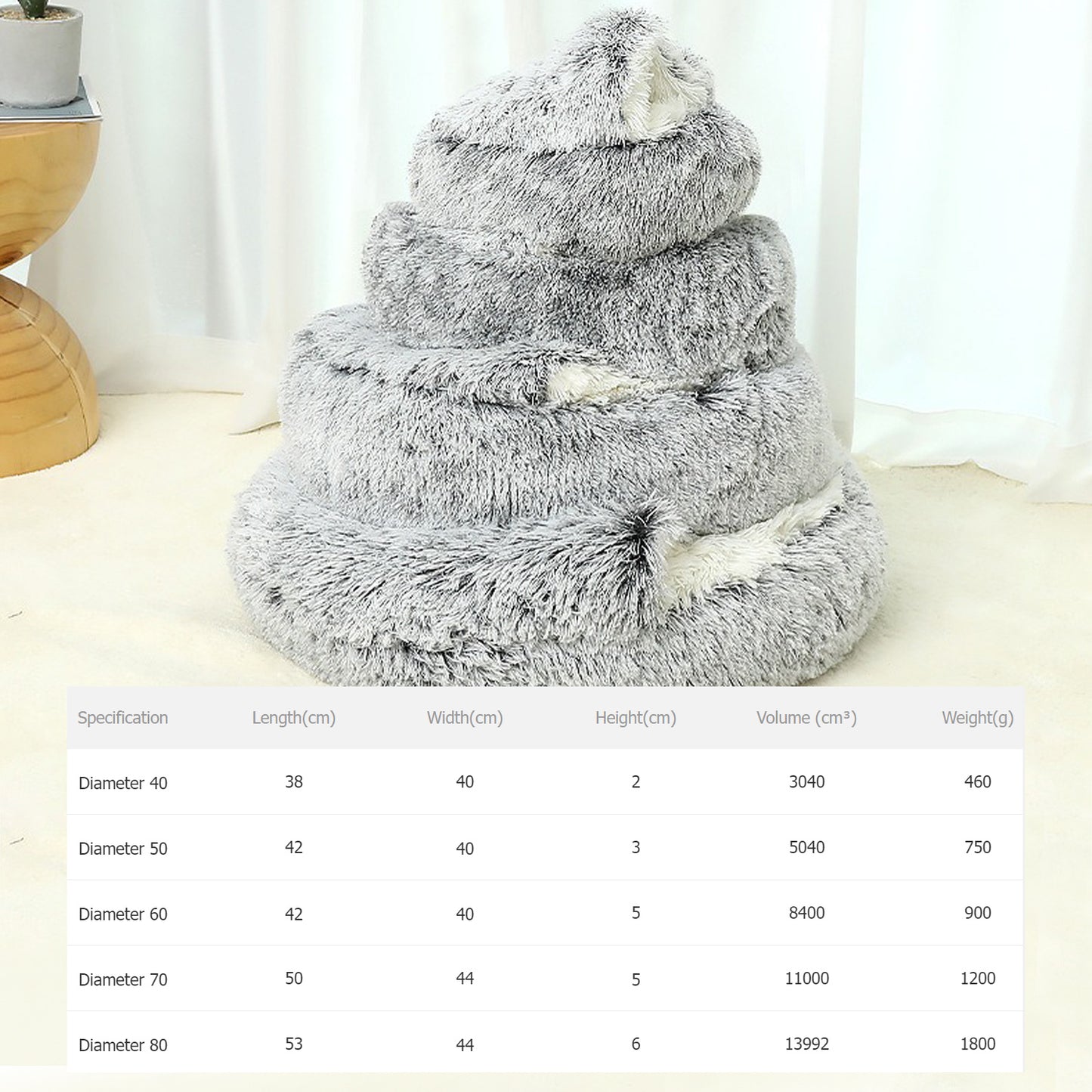 Luxury Plush Round Cat Bed – Hooded Donut Cave for Cats & Small Dogs