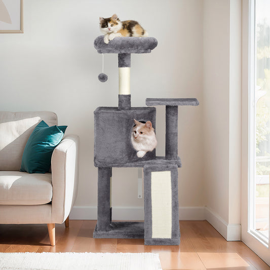 47″ Dark Grey Trapezoid Cat Scratcher House – Climbing Frame & Cozy Cat Home