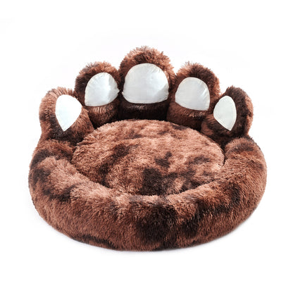 Bear Paw Plush Pet Bed – Cozy, Cute & Washable for Dogs & Cats