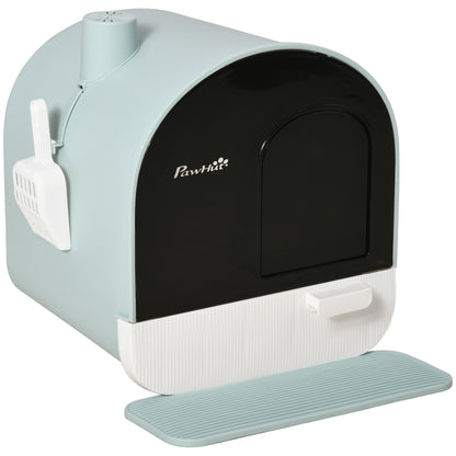 Covered Cat Litter Box with Tray & Scoop – Enclosed Odor Control Toilet for Indoor Cats