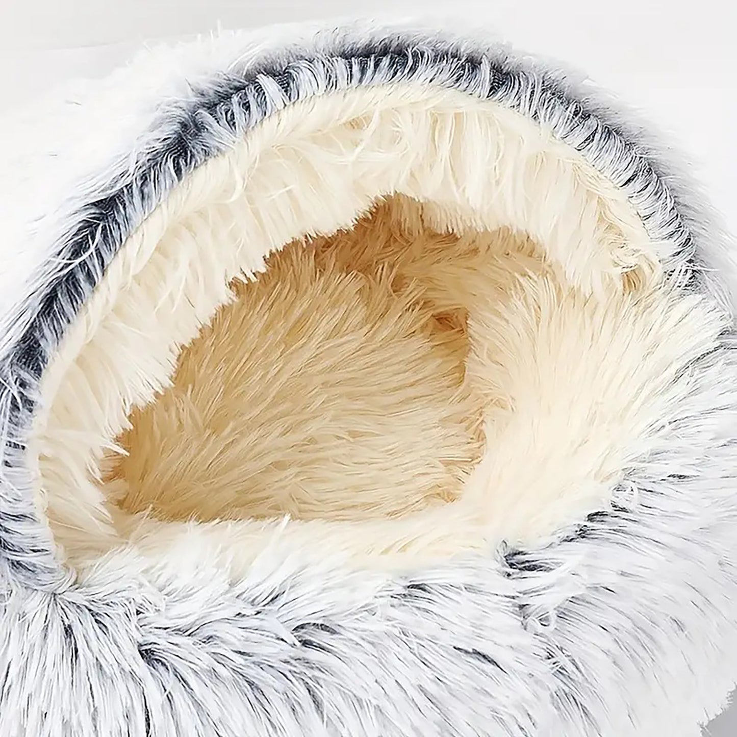 Luxury Plush Round Cat Bed – Hooded Donut Cave for Cats & Small Dogs