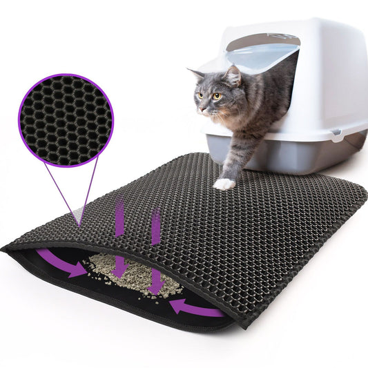 Honeycomb Waterproof Pet Litter Mat – Double Layer, Non-Slip & Washable