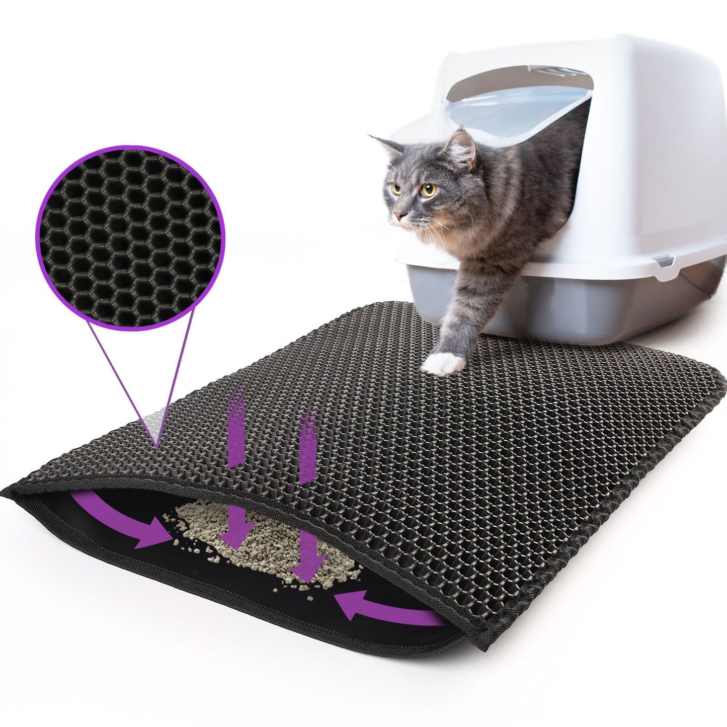 Honeycomb Waterproof Pet Litter Mat – Double Layer, Non-Slip & Washable