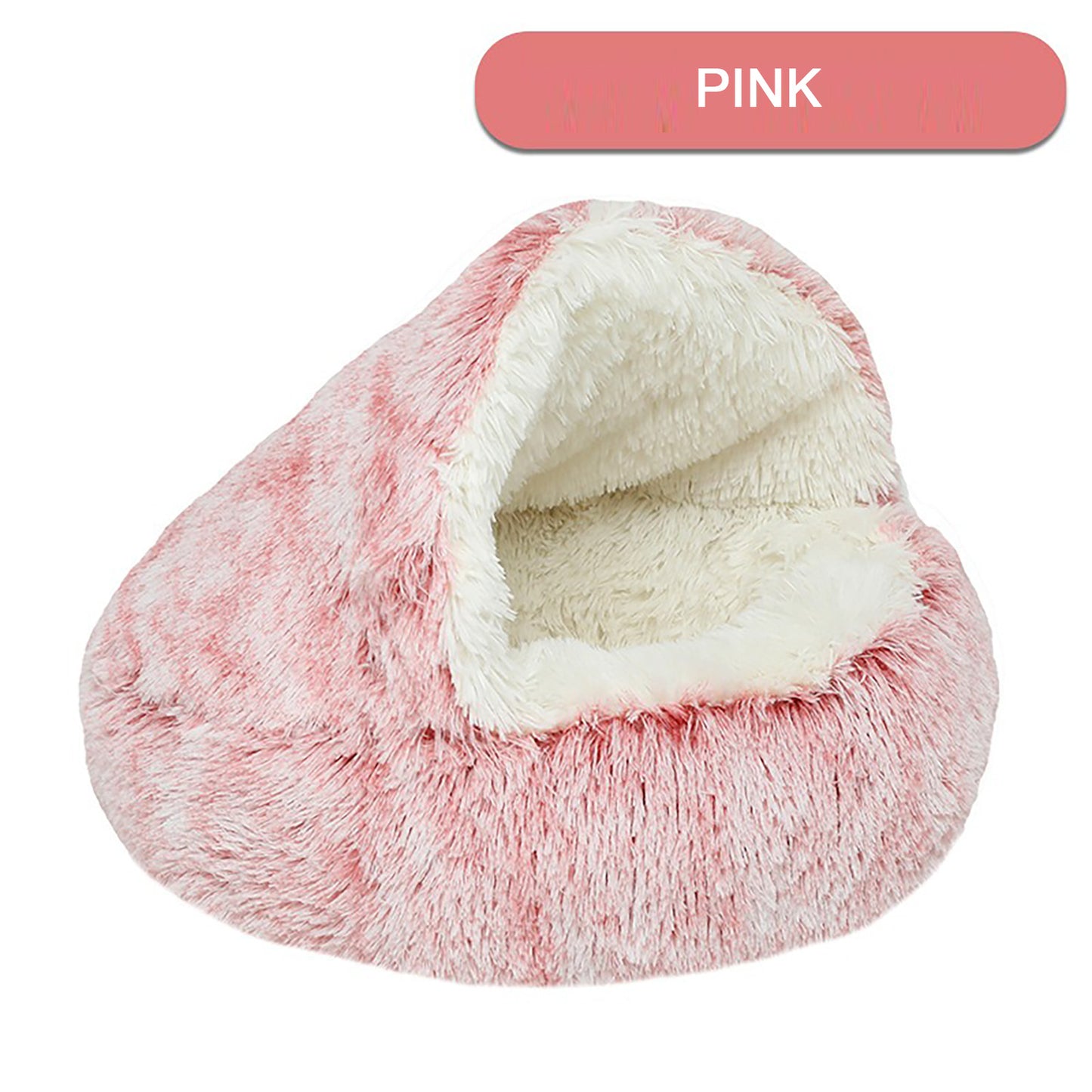 Luxury Plush Round Cat Bed – Hooded Donut Cave for Cats & Small Dogs