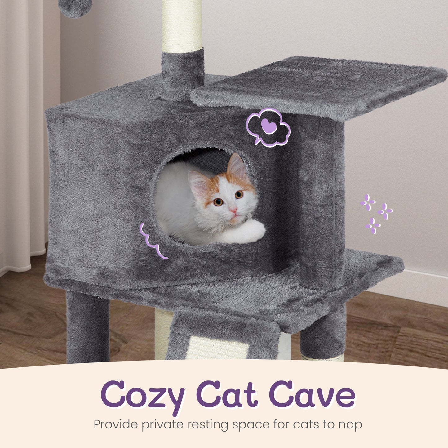 47″ Dark Grey Trapezoid Cat Scratcher House – Climbing Frame & Cozy Cat Home