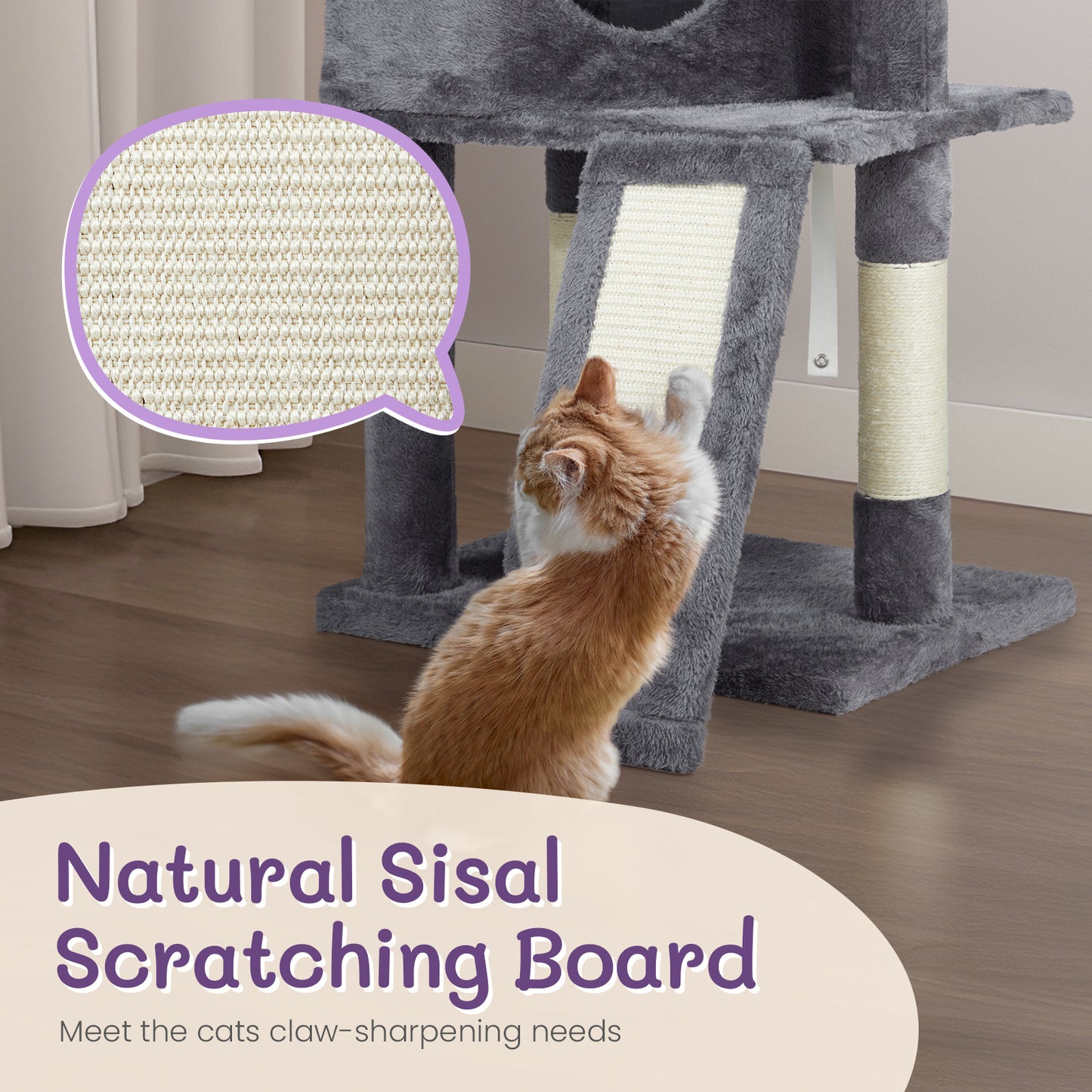 47″ Dark Grey Trapezoid Cat Scratcher House – Climbing Frame & Cozy Cat Home